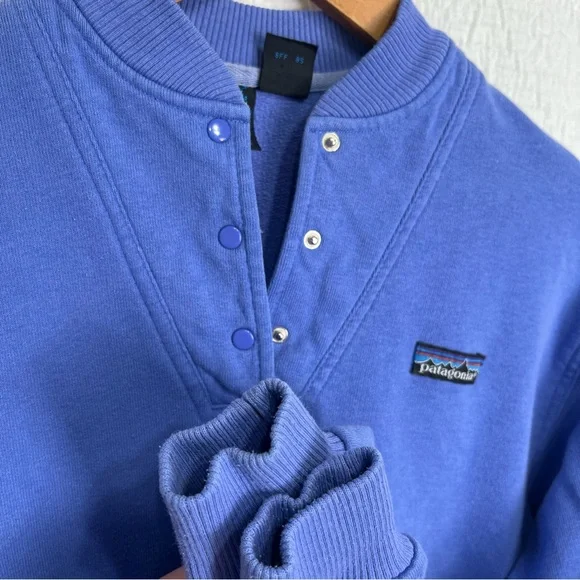 Vintage 85 Patagonia Womens 9 10 Sweatshirt Henley Snap Crew Pullover Indigo Top - Picture 7 of 16